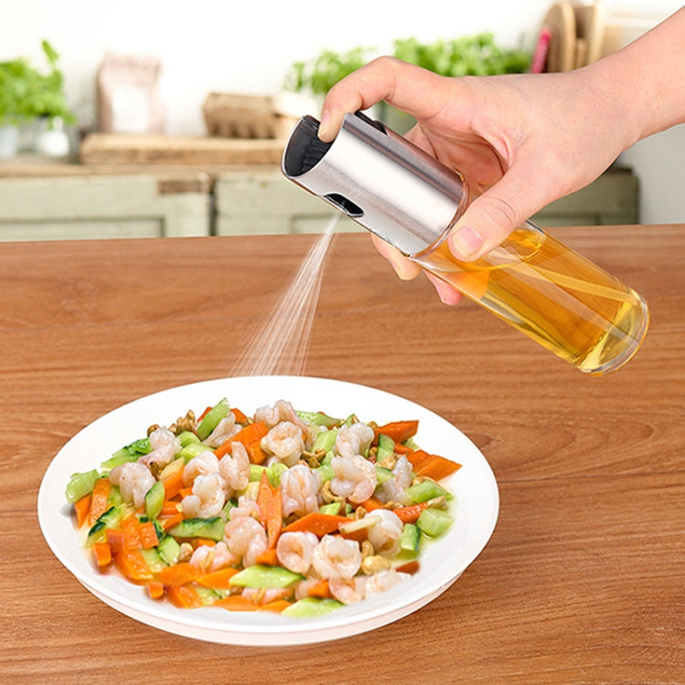 Plastic Glass Olive Pump Spray Bottle Oil Sauce Vinegar Bottle Oil Dispenser(Silver) - Condiment Bottles & Hip Flasks by PMC TechLife | Online Shopping South Africa | PMC TechLife