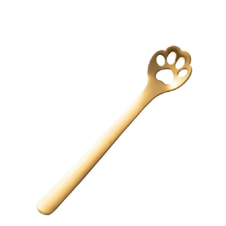 Stainless Steel Creative Cat Claw Coffee Spoon Dessert Cake Spoon, Style:Hollow Cat Claw Spoon, Color:Gold - free shipping - PMC TechLife - Order now!