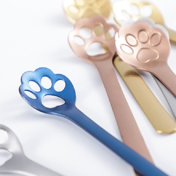 Stainless Steel Creative Cat Claw Coffee Spoon Dessert Cake Spoon, Style:Hollow Cat Claw Spoon, Color:Gold - free shipping - PMC TechLife - Order now!