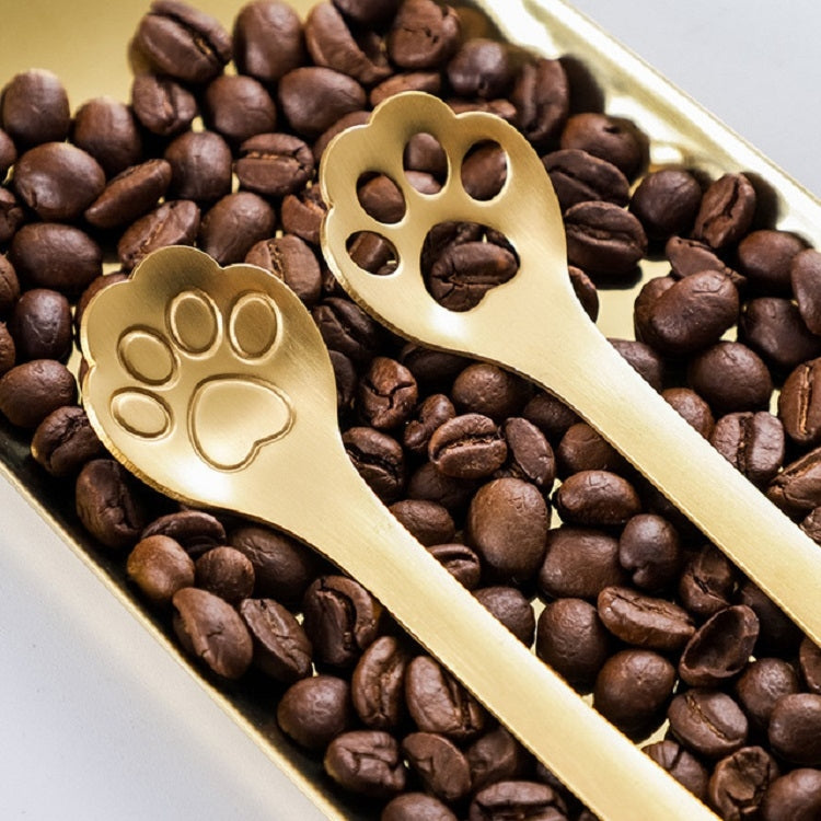 Stainless Steel Creative Cat Claw Coffee Spoon Dessert Cake Spoon, Style:Hollow Cat Claw Spoon, Color:Gold - free shipping - PMC TechLife - Order now!