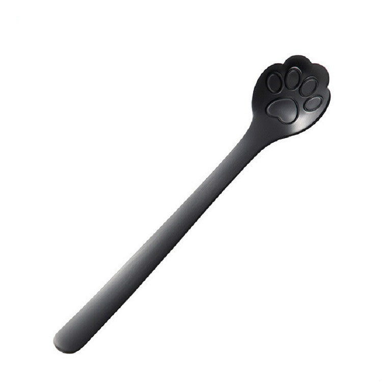 Stainless Steel Creative Cat Claw Coffee Spoon Dessert Cake Spoon, Style:Cat Claw Spoon, Color:Black - free shipping - PMC TechLife - Order now!
