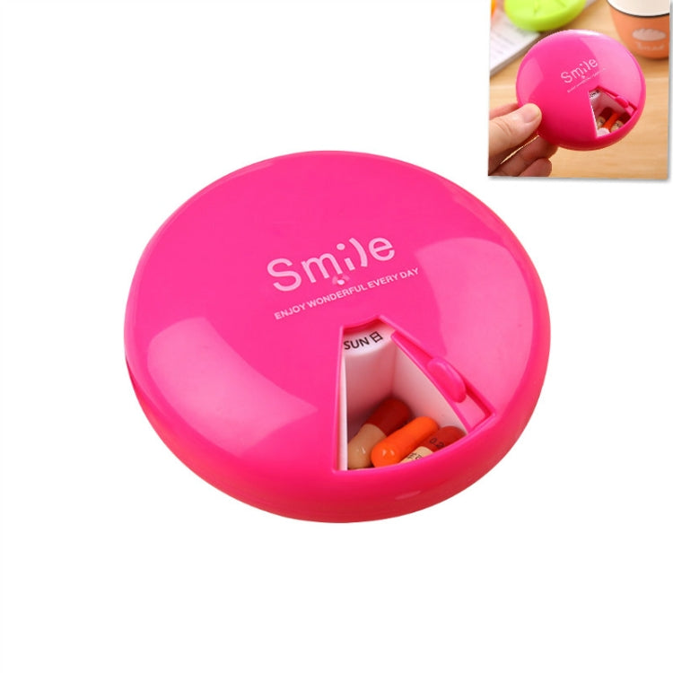 Portable 7 Days Drugs Pill Container Rotation Pillbox(Rose Red) - free shipping - PMC TechLife - Order now!
