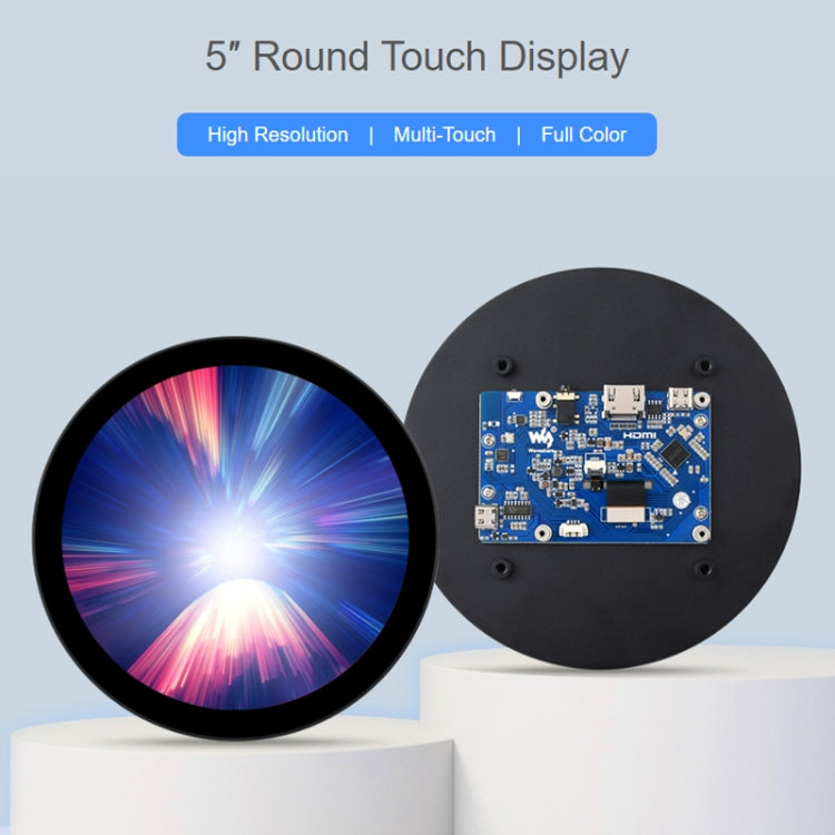 Waveshare 1080x1080 IPS Optically Bonded 5-Inch HDMI Circular 10-Point Touch Screen(24369) - free shipping - PMC Jewellery - Order now!