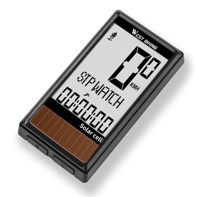 WEST BIKING Wireless Solar Code Table Mountain Road Bike Large Character Code Table Five Language Waterproof Speedometer - Speedometers by PMC TechLife | Online Shopping South Africa | PMC TechLife | Buy Now Pay Later Mobicred