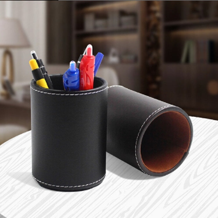 Faux Leather Leather Penholder Desk Supplies Organizer(Brown) - Pen Holder by PMC TechLife | Online Shopping South Africa | PMC TechLife | Buy Now Pay Later Mobicred