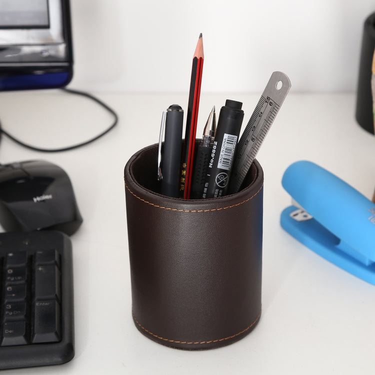Faux Leather Leather Penholder Desk Supplies Organizer(Brown) - Pen Holder by PMC TechLife | Online Shopping South Africa | PMC TechLife | Buy Now Pay Later Mobicred