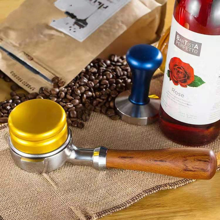 Stainless Steel Coffee Machine Filter Bracket Coffee Bottomless Wooden Handle - free shipping - PMC TechLife - Order now!