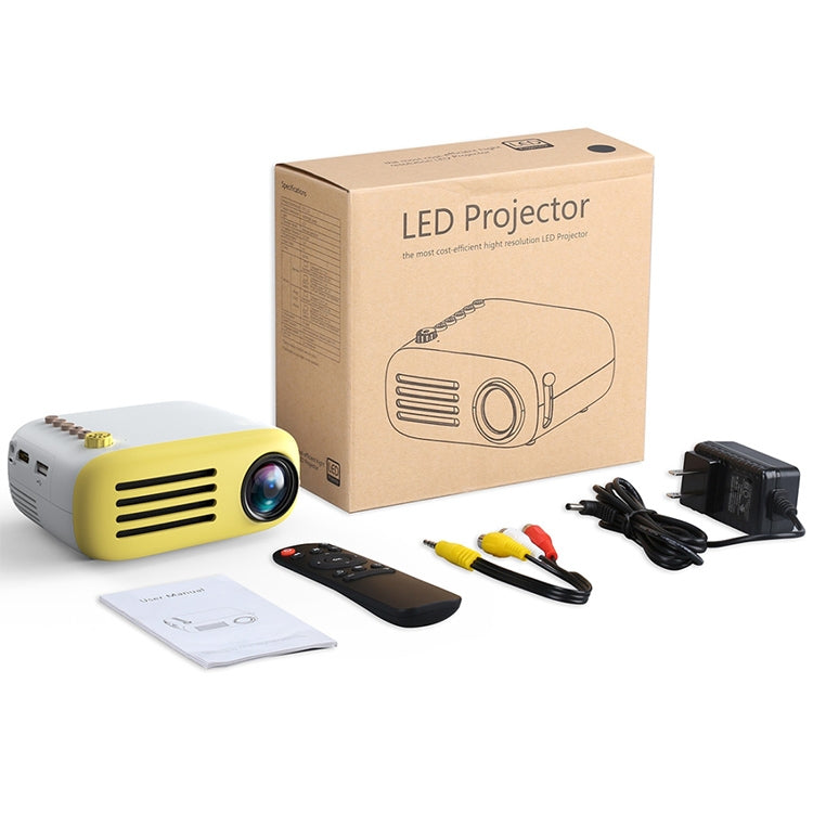 YG200 Portable LED Pocket Mini Projector AV SD HDMI Video Movie Game Home Theater Video Projector, US Plug(Yellow and White) - LED Projector by PMC TechLife | Online Shopping South Africa | PMC TechLife | Buy Now Pay Later Mobicred