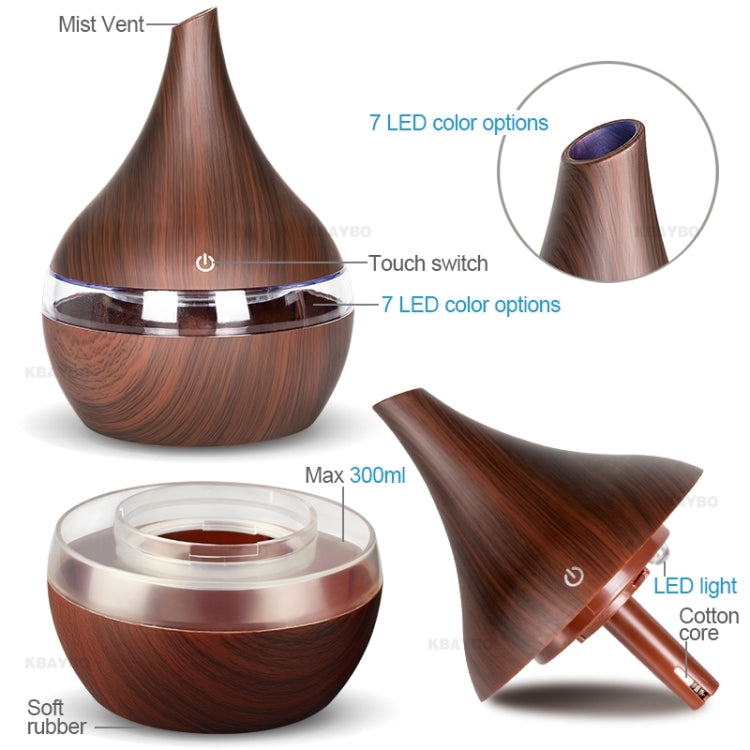 300ml USB Electric Aroma Air Diffuser Wood Ultrasonic Air Humidifier Essential Oil Aromatherapy Cool Mist Maker(Flat Mouth Deep Wood Grain) - free shipping - PMC TechLife - Order now!
