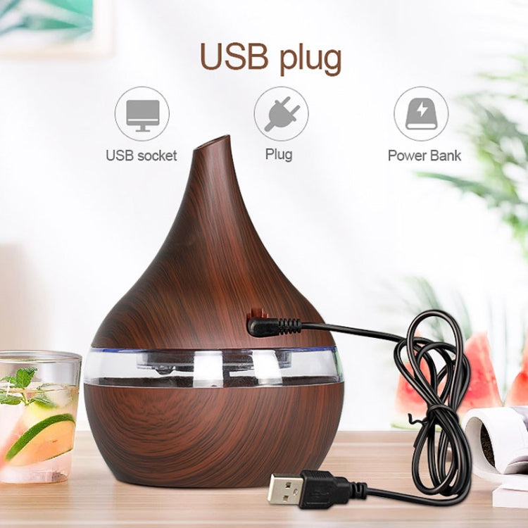 300ml USB Electric Aroma Air Diffuser Wood Ultrasonic Air Humidifier Essential Oil Aromatherapy Cool Mist Maker(Flat Mouth Deep Wood Grain) - free shipping - PMC TechLife - Order now!