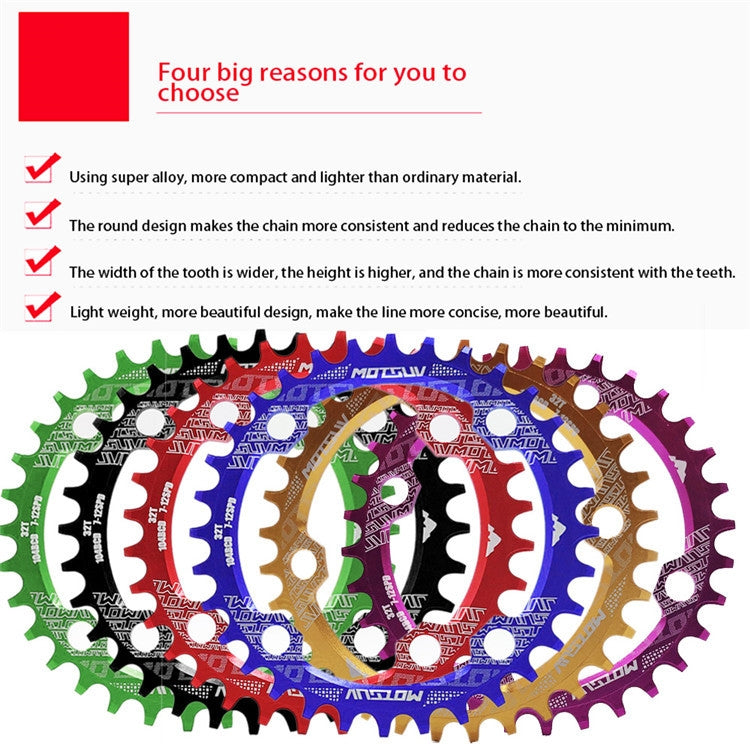 MOTSUV Narrow Wide Chainring MTB  Bicycle 104BCD Tooth Plate Parts(Green) - Bicycle Brake Parts by PMC TechLife | Online Shopping South Africa | PMC TechLife | Buy Now Pay Later Mobicred