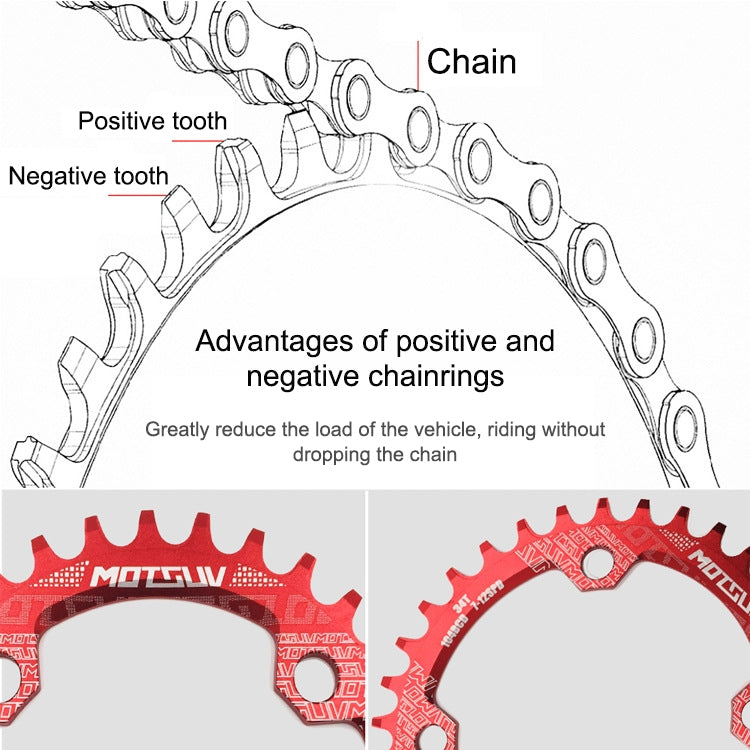 MOTSUV Narrow Wide Chainring MTB  Bicycle 104BCD Tooth Plate Parts(Green) - Bicycle Brake Parts by PMC TechLife | Online Shopping South Africa | PMC TechLife | Buy Now Pay Later Mobicred