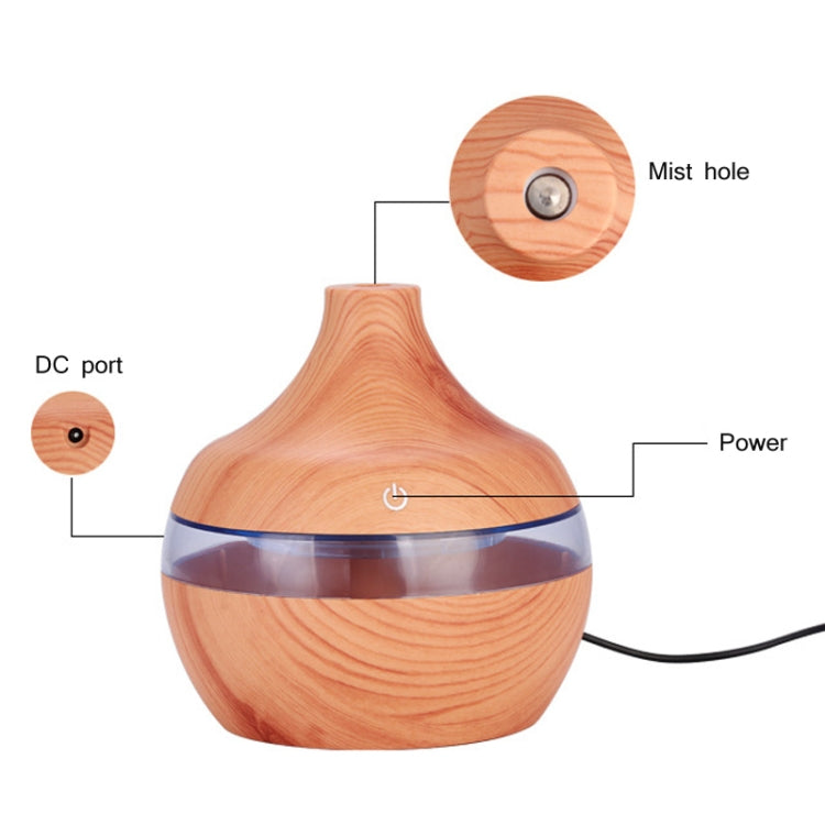 300ML Waterdrop Shape USB Wood Grain Aromatherapy Air Purifier Mute Humidifier, Color: Deep Wood Grain - free shipping - PMC TechLife - Order now!