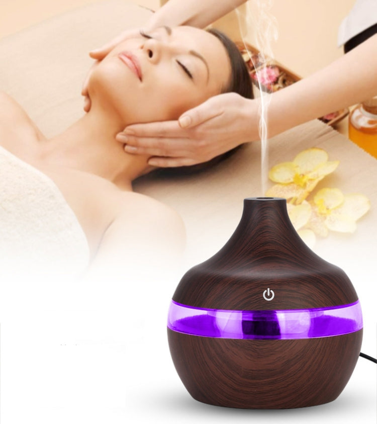 300ML Waterdrop Shape USB Wood Grain Aromatherapy Air Purifier Mute Humidifier, Color: Deep Wood Grain - free shipping - PMC TechLife - Order now!