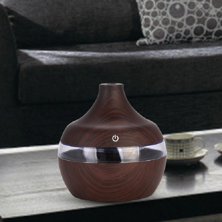 300ML Waterdrop Shape USB Wood Grain Aromatherapy Air Purifier Mute Humidifier, Color: Deep Wood Grain - free shipping - PMC TechLife - Order now!
