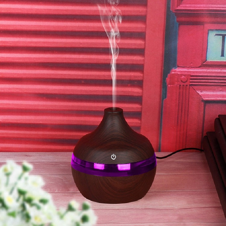 300ML Waterdrop Shape USB Wood Grain Aromatherapy Air Purifier Mute Humidifier, Color: Deep Wood Grain - free shipping - PMC TechLife - Order now!