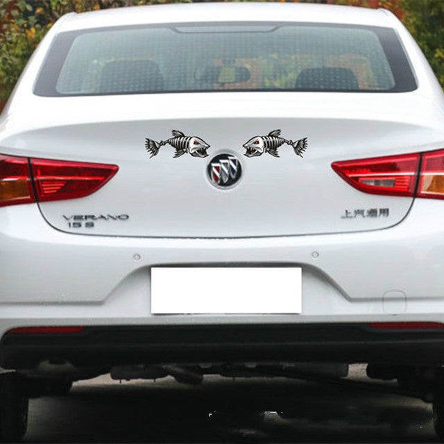 10 PCS Horror Skeleton Shark Fishing Daren Cover Scratch Reflective Waterproof Personality Body Sticker 25*13cm - free shipping - PMC TechLife - Order now!