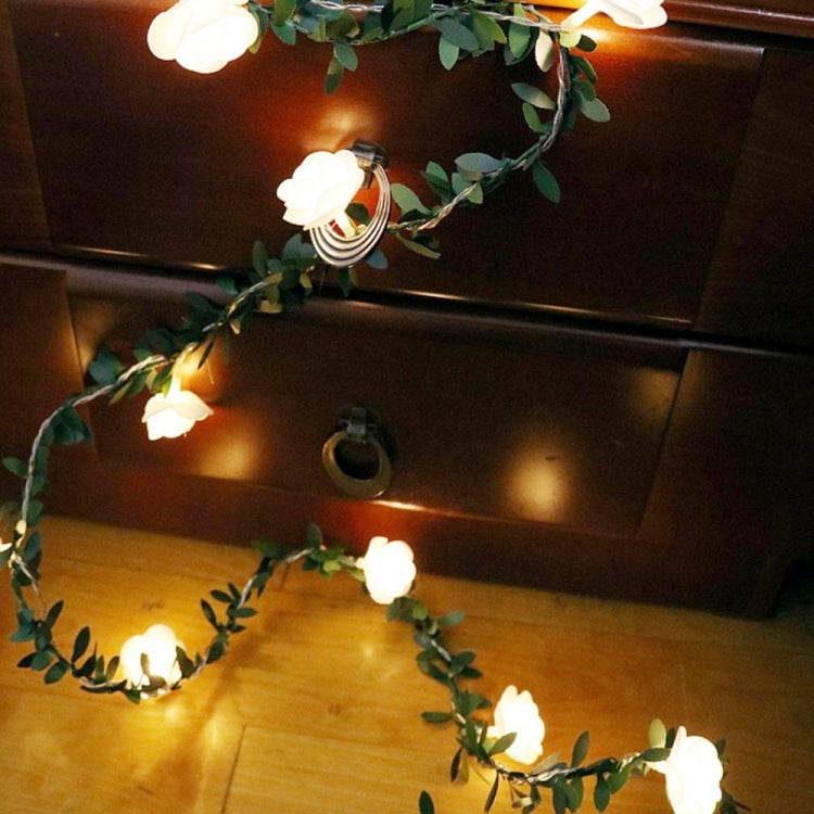 10m 100 LEDs Solar Simulation Green Leaf Rattan Rose Flower Vine LED Light String Garland Decoration - Holiday Lights by PMc TechLife | Online Shopping South Africa | PMc TechLife | Buy Now Pay Later Mobicred
