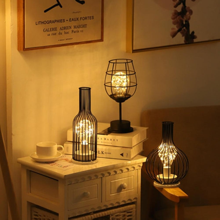 Retro Classic Iron Art LED Table Lamp Reading Lamp Night Light Bedroom Lamp Desk Lighting Home Decoration, Lampshade Style:Red Wine Bottle - Night Lights by PMC TechLife | Online Shopping South Africa | PMC TechLife | Buy Now Pay Later Mobicred