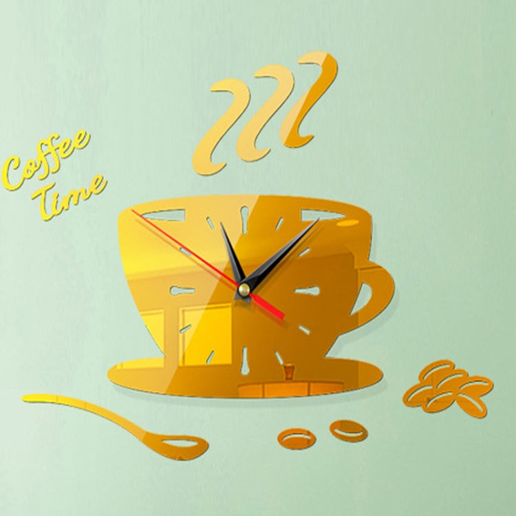 Home DIY 3D Stereo Decorative Fashion Coffee Wall Clock Acrylic Mirror Wall Sticker Coffee Clock(Deep Gold) - DIY Clocks by PMc TechLife | Online Shopping South Africa | PMc TechLife | Buy Now Pay Later Mobicred