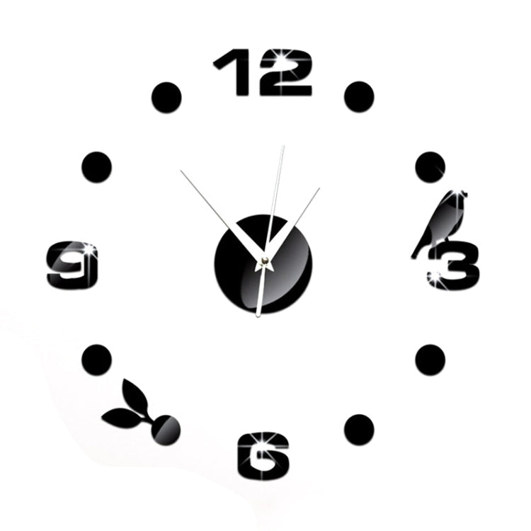 Art Wall Clock Background Wall Stickers TV Wall Stickers 3D Bird Leaves Wall Clock Home Accessories(Black) - Wall Clock by PMc TechLife | Online Shopping South Africa | PMc TechLife | Buy Now Pay Later Mobicred