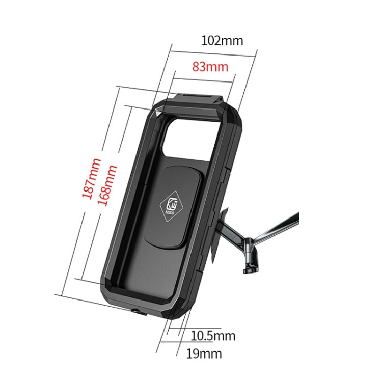 Kewig Bicycle Motorcycle Rearview Mirror Waterproof Box Touch Screen Phone Holder(Large) - free shipping - PMC TechLife - Order now!