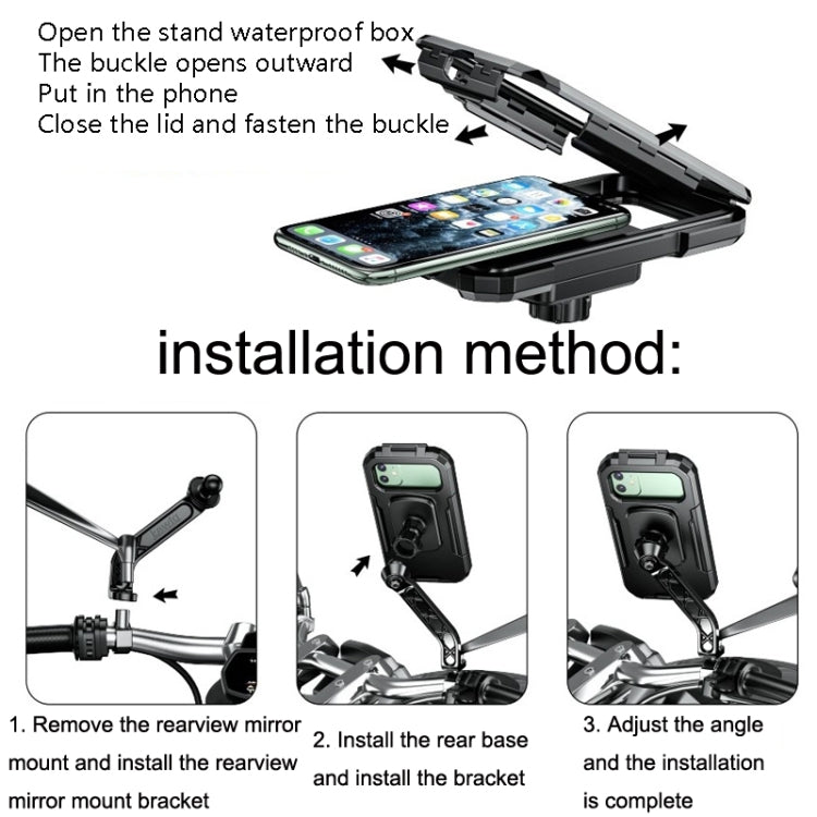 Kewig Bicycle Motorcycle Rearview Mirror Waterproof Box Touch Screen Phone Holder(Small) - Holders by Kewig | Online Shopping South Africa | PMC TechLife | Buy Now Pay Later Mobicred