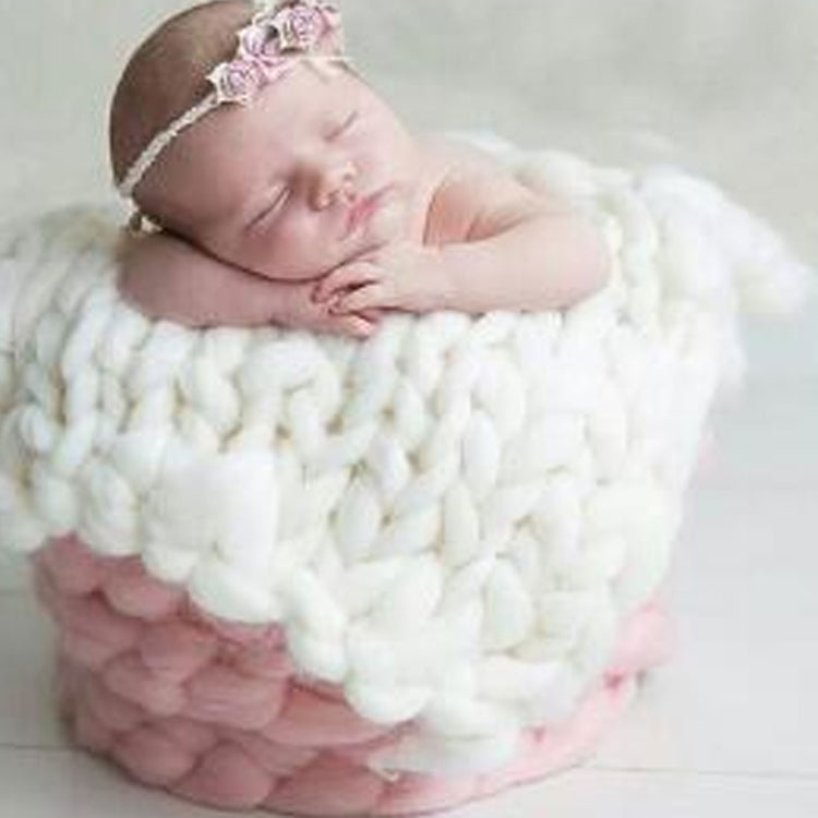50x50cm Soft Newborn Photography Prop Chunky Knit Blanket  for 100 Days Milestone(White) - free shipping - PMC TechLife - Order now!
