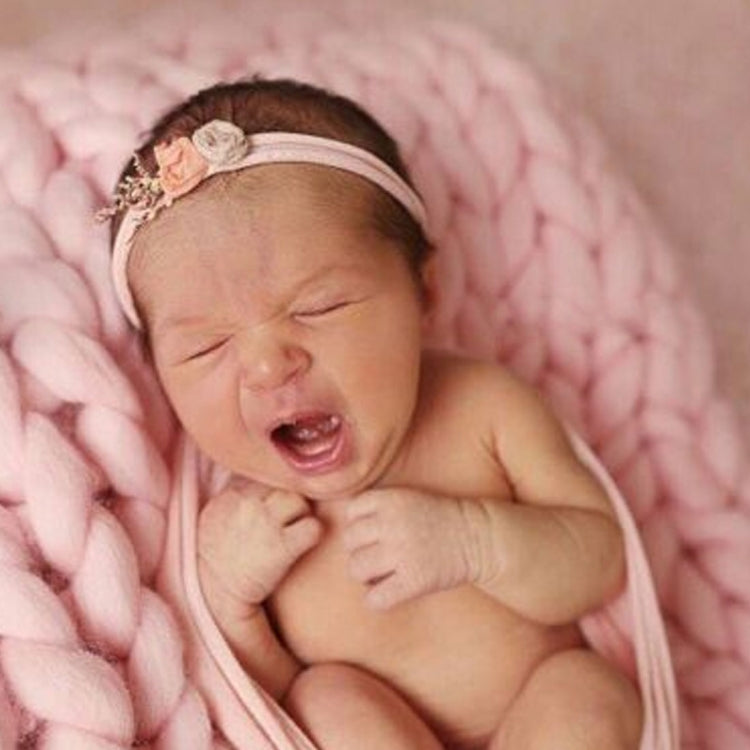 50x50cm Soft Newborn Photography Prop Chunky Knit Blanket  for 100 Days Milestone(White) - free shipping - PMC TechLife - Order now!