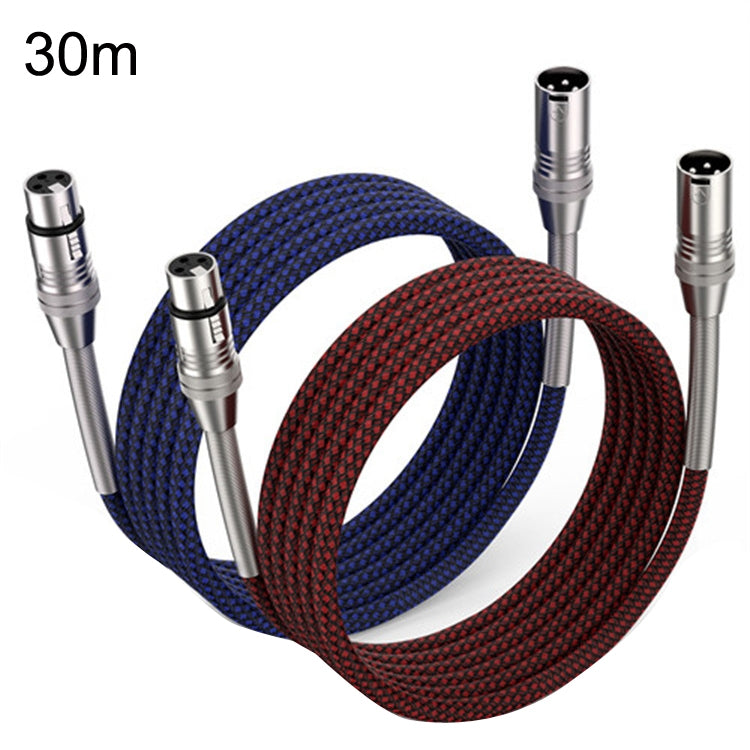 2pcs LHD010 Caron Male To Female XLR Dual Card Microphone Cable Audio Cable 30m(Red + Blue) - Microphone Audio Cable & Connector by PMC TechLife | Online Shopping South Africa | PMC TechLife | Buy Now Pay Later Mobicred