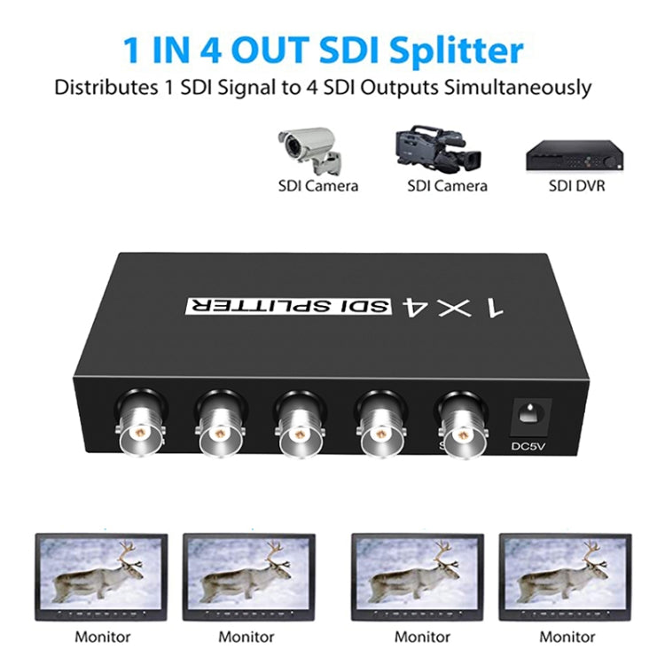 1 In 4 Out SD-SDI / HD-SDI / 3G-SDI Distribution Amplifier Video SDI Splitter(EU Plug) - Splitter by PMC TechLife | Online Shopping South Africa | PMC TechLife