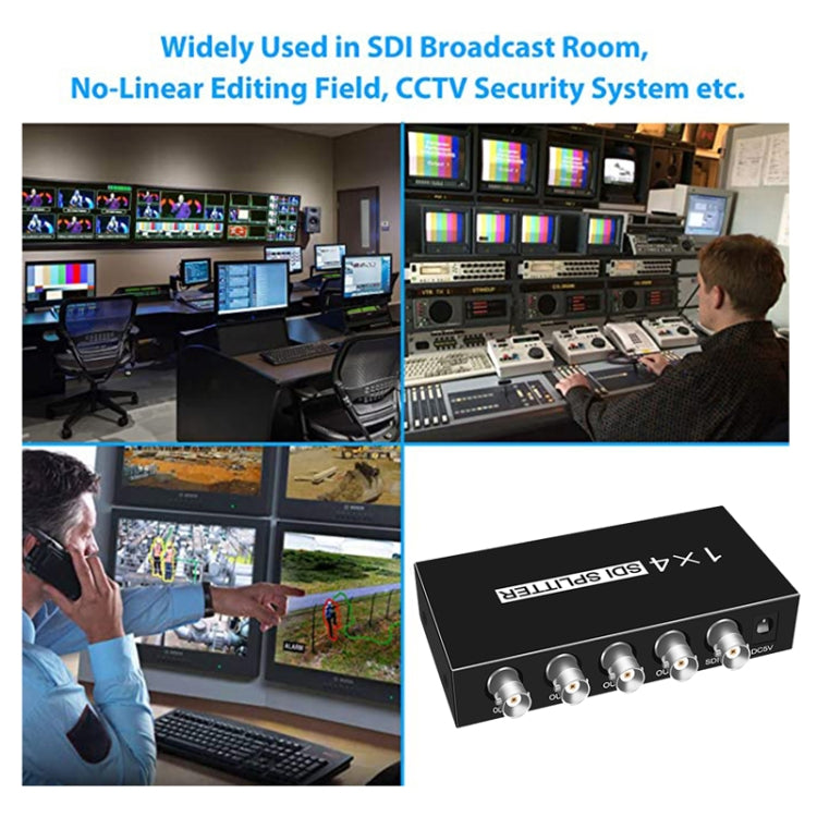 1 In 4 Out SD-SDI / HD-SDI / 3G-SDI Distribution Amplifier Video SDI Splitter(UK Plug) - Splitter by PMC Jewellery | Online Shopping South Africa | PMC Jewellery | Buy Now Pay Later Mobicred