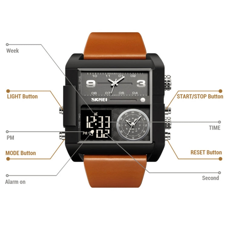 SKMEI 2021 Square Large Dial Triple Movement Men Sports Watch(Black Black Machine) - free shipping - PMC TechLife - Order now!