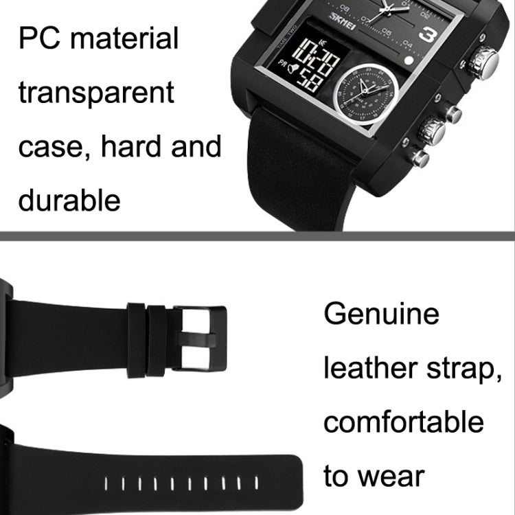 SKMEI 2021 Square Large Dial Triple Movement Men Sports Watch(Transparent White) - free shipping - PMC TechLife - Order now!