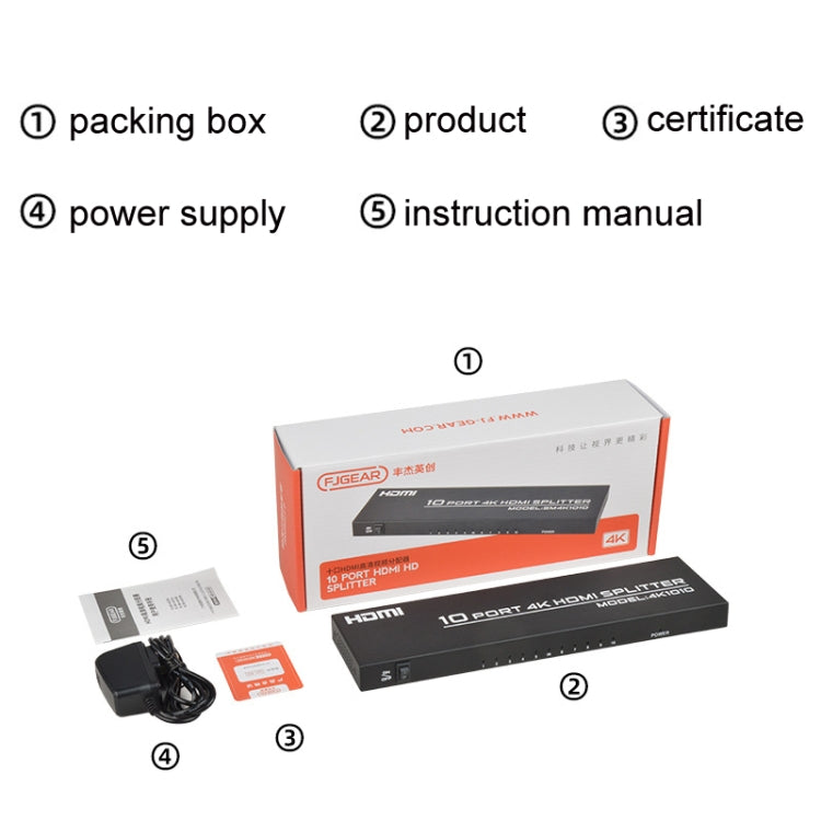 FJGEAR FJ-SM1010 30HZ HDMI 4K HD Audio And Video Splitter, Plug Type:US Plug(Black) - free shipping - PMC Jewellery - Order now!