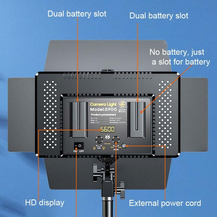 E900  55W  3000K-6500K Flat Panel Lights Live Broadcast Fill Light Knob Battery Model -  by PMC TechLife | Online Shopping South Africa | PMC TechLife | Buy Now Pay Later Mobicred