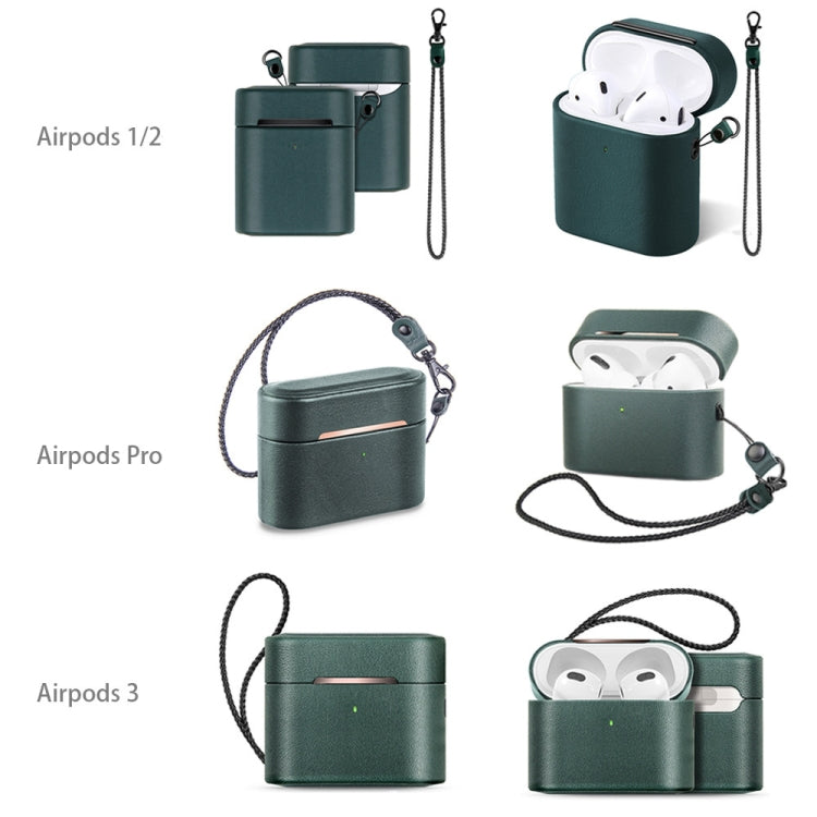 Wireless Earphone Protective Shell Leather Case Split Storage Box For Airpods Pro( Green) - free shipping - PMC Jewellery - Order now!