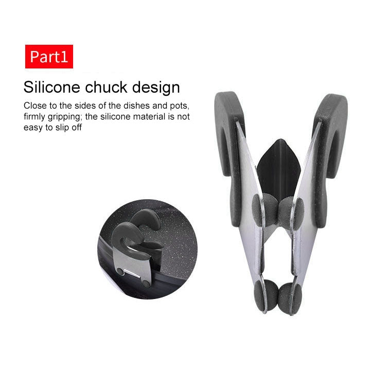 Stainless Steel Plastic Pan Edge Clamp Anti-Scald Rubber Bracket Kitchen Gadgets(Black) - Food Clips & Clips by PMC TechLife | Online Shopping South Africa | PMC TechLife | Buy Now Pay Later Mobicred