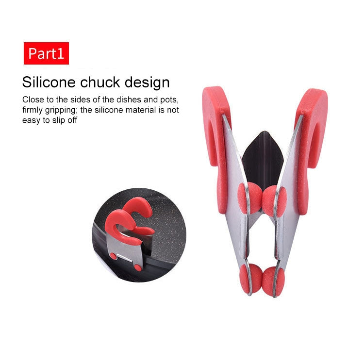 Stainless Steel Plastic Pan Edge Clamp Anti-Scald Rubber Bracket Kitchen Gadgets(Red) - Food Clips & Clips by PMC TechLife | Online Shopping South Africa | PMC TechLife | Buy Now Pay Later Mobicred