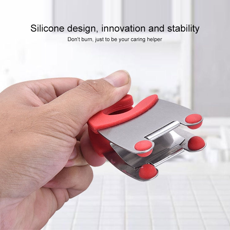 Stainless Steel Plastic Pan Edge Clamp Anti-Scald Rubber Bracket Kitchen Gadgets(Red) - Food Clips & Clips by PMC TechLife | Online Shopping South Africa | PMC TechLife | Buy Now Pay Later Mobicred