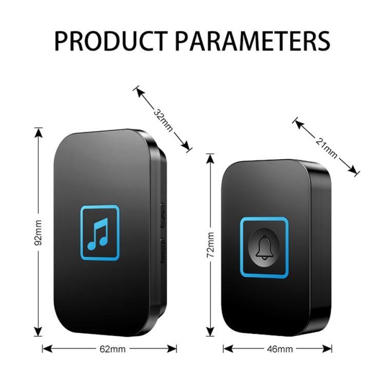 CACAZI A86 Electronic Music Remote Control Doorbell One For One AC Wireless Doorbell, Style:US Plug(Black) - Wireless Doorbell by CACAZI | Online Shopping South Africa | PMC TechLife | Buy Now Pay Later Mobicred