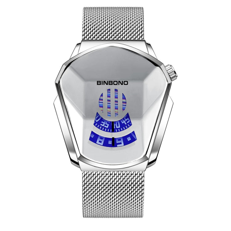 BINBOND Locomotive Concept Watch Men Live Black Technology Watch(White Net Belt-White Steel-White Face) - free shipping - PMC TechLife - Order now!