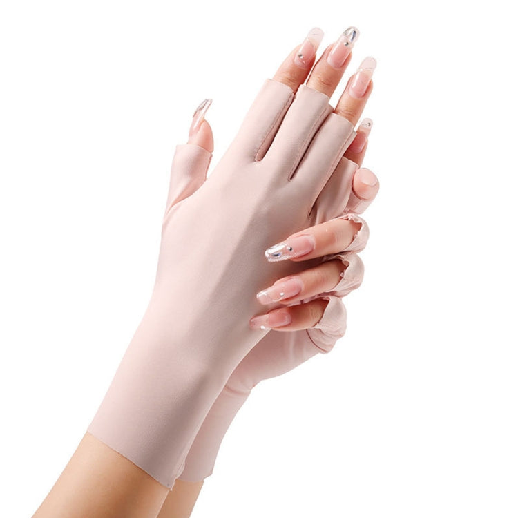 Ladies Sunscreen Gloves Half Finger Ice Silk Gloves,Style: Linked Finger(Blue) - Safety Gloves by PMC TechLife | Online Shopping South Africa | PMC TechLife | Buy Now Pay Later Mobicred