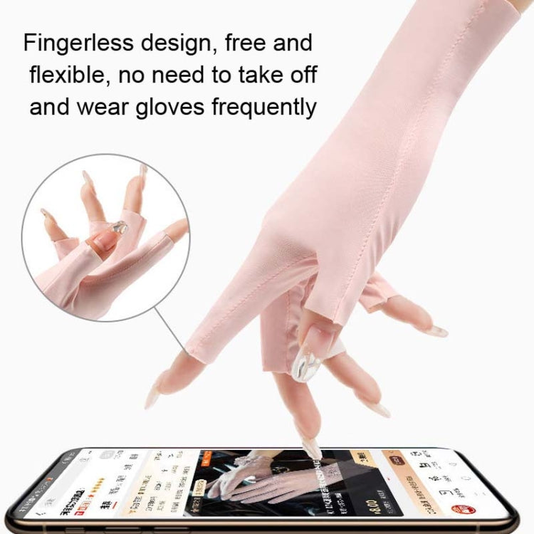 Ladies Sunscreen Gloves Half Finger Ice Silk Gloves,Style: Linked Finger(Black) - Safety Gloves by PMC TechLife | Online Shopping South Africa | PMC TechLife | Buy Now Pay Later Mobicred