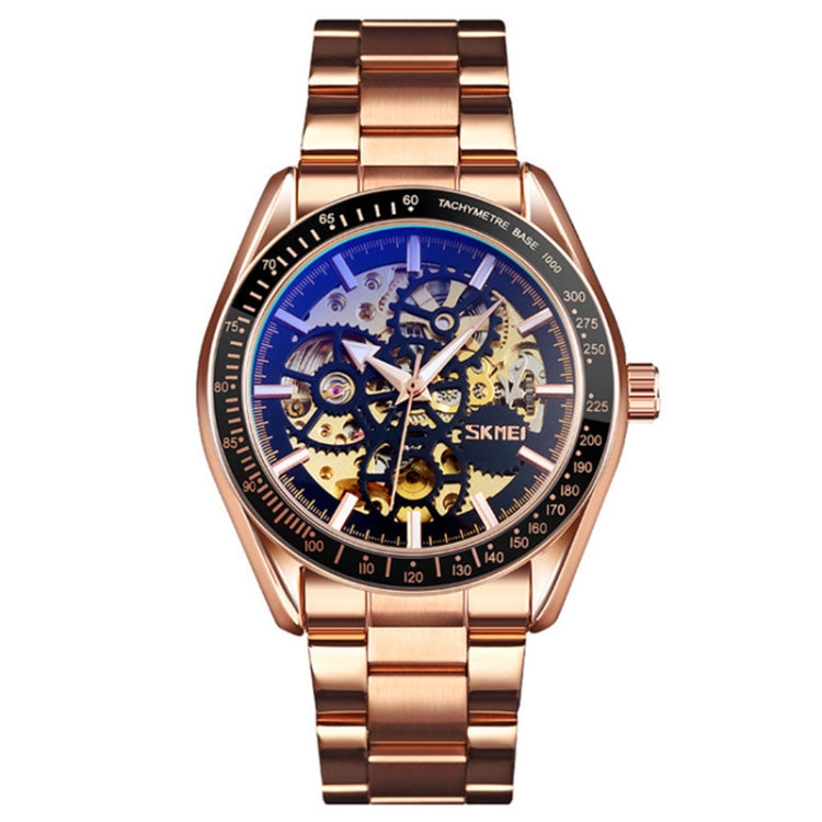 SKMEI 9194 Men Automatic Skeleton Mechanical Steel Band Watch (Rose Gold) - free shipping - PMC TechLife - Order now!