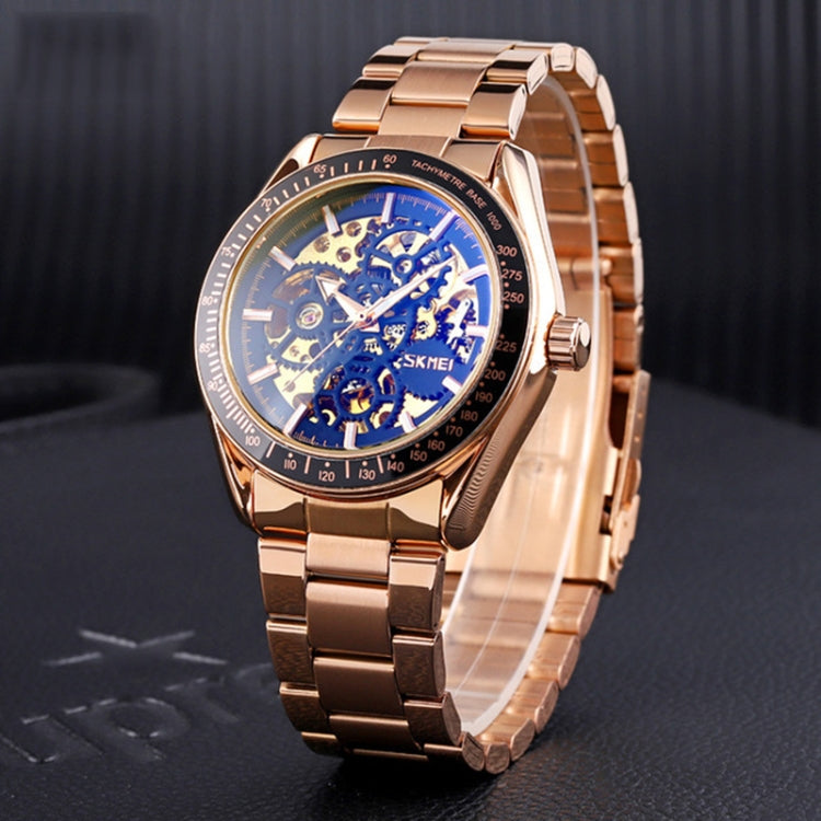 SKMEI 9194 Men Automatic Skeleton Mechanical Steel Band Watch (Rose Gold) - free shipping - PMC TechLife - Order now!