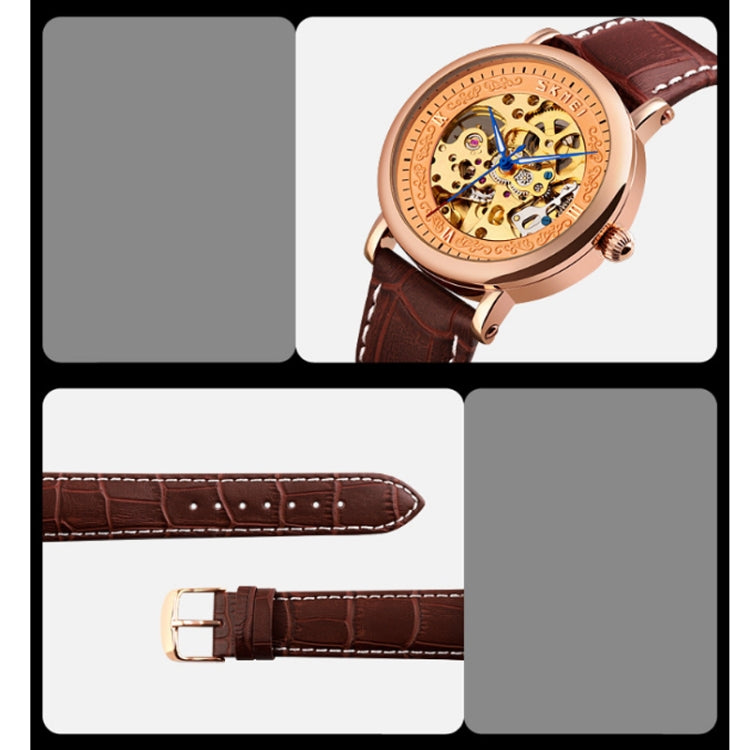 SKMEI 9229 Men Automatic Skeleton Mechanical Watch Thorough Bottom Student Watch(Rose Gold Shell Black Face) - free shipping - PMC TechLife - Order now!