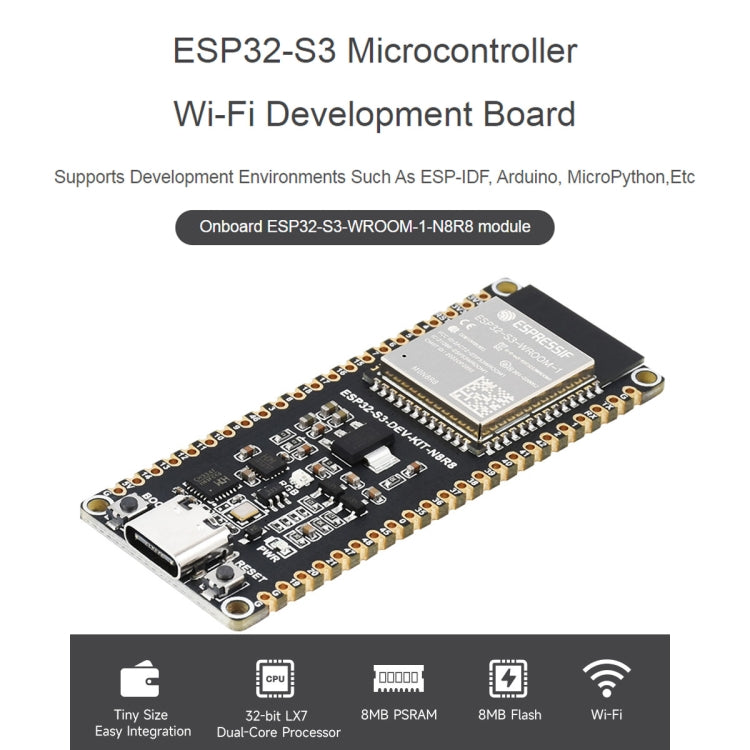 Waveshare ESP32-S3 Microcontroller 2.4GHz Wi-Fi Development Board ESP32-S3-WROOM-1-N8R8 Module Standard Ver. - free shipping - PMC Jewellery - Order now!