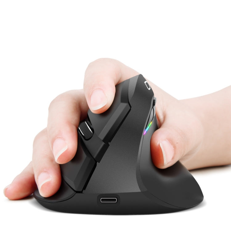 DELUX M618Mini Colorful Wireless Luminous Vertical Mouse Bluetooth Rechargeable Vertical Mouse(Elegant black) - free shipping - PMC Jewellery - Order now!