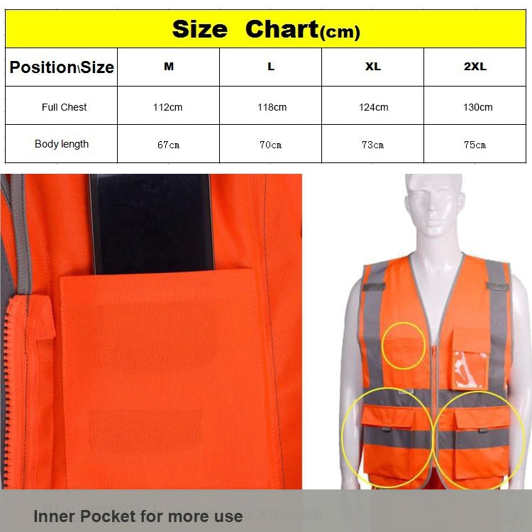 Multi-pockets Safety Vest Reflective Workwear Clothing, Size:XL-Chest 124cm(Orange) - Reflective Safety Clothing by PMC Jewellery | Online Shopping South Africa | PMC Jewellery | Buy Now Pay Later Mobicred